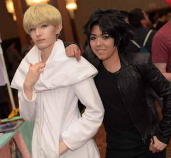 Left: Ryo Asuka (Devilman: Crybaby), Right: Ruuuvo as Akira Fudo (Devilman: Crybaby)